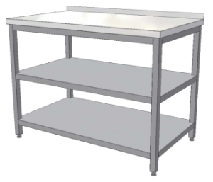 Nerezový stůl s dvěma policemi 800x600x850 mm