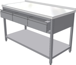 Nerezový stůl se třemi zásuvkami 1500x700x850 mm