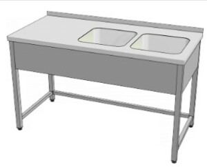 Nerezový stůl s dřezy 1800x600x850 mm