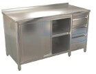 Nerezový stůl opláštěný s blokem zásuvek 2300x600x850 mm