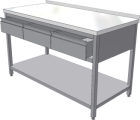 Nerezový stůl se třemi zásuvkami 1300x600x850 mm